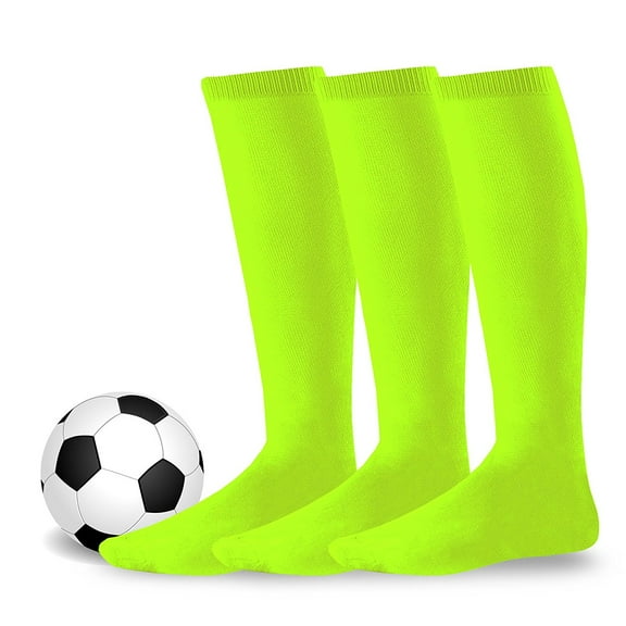 Adult Men 10-13 Sock Size Soccer Team Sports Cushion Acrylic Knee High Socks 3 Pair Neon Green
