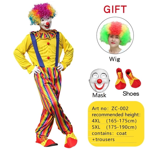 Adult Men Costumes Funny Circus Naughty Women Fancy Dress Cosplay Carnival Party Clown Costume,4XL(165-175cm),ZC-002