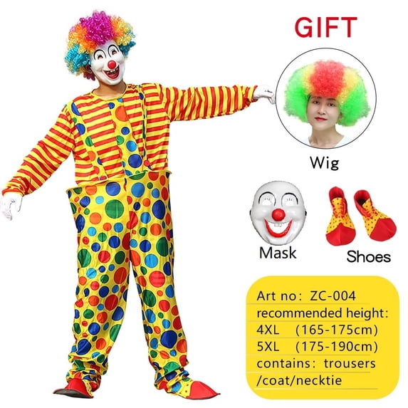 Adult Men Costumes Funny Circus Naughty Women Fancy Dress Cosplay Carnival Party Clown Costume,4XL(165-175cm),ZC-004