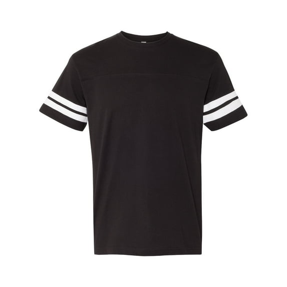 Adult Men Football Fine Jersey Tee Color Black Solid/ White Medium Size
