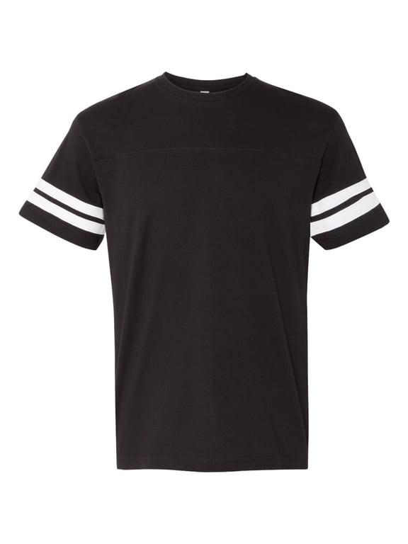 Adult Men Football Fine Jersey Tee Color Black Solid/ White Small Size
