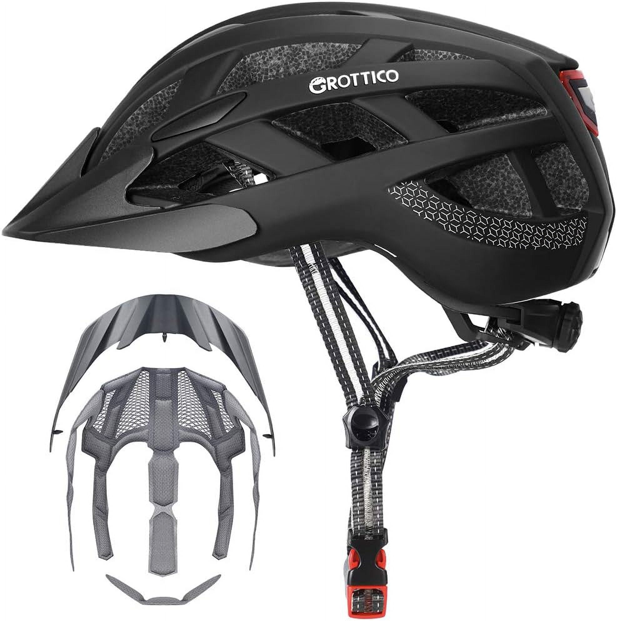 Adult Men Women Bike Helmet with Light Mountain Road Bicycle Helmet with Replacement Pads Detachable Visor Matte Black M 21. in m Walmart