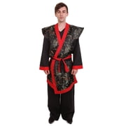 HPO Adult Men s Deluxe Samurai Embroidery Japanese Asian Robe Costume, Multicolor Cosplay Style