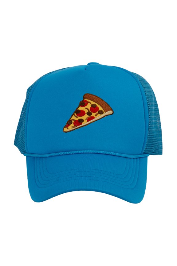 Adult Men's Pepperoni Pizza Slice Rope Foam Trucker Hat, Aqua