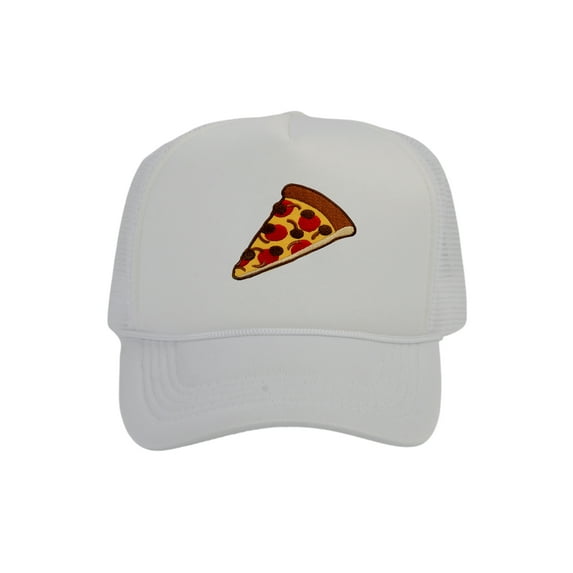 Adult Men's Pepperoni Pizza Slice Rope Foam Trucker Hat, White