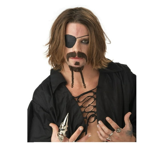 Adult Men's Rogue Dark Brown Beard And Moustache