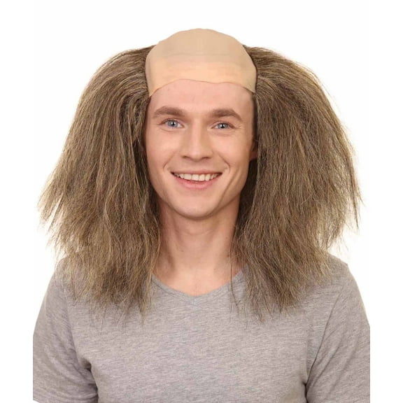 Adult Mens Scary Clown Half Bald Wig, Ideal for Halloween, Soft Flame-Retardant Synthetic Fiber Hair - Grey