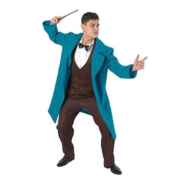Adult Men's Wizard Costume | Halloween Cosplay Party | Beasts and Magical Creatures Blue Costume with Trousers (Small)
