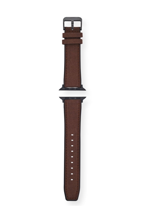 Adult Mens Brown Sueded 2 Piece PU Leather Replacement Strap . 38-41MM