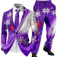 thumbnail image 1 of Adult Mens Christmas Suits 2 Piece Formal One Button Xmas Jacket Blazer And Trousers Set Slim Fit Winter Party Wedding Christmas Suit, 1 of 5