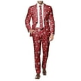 thumbnail image 1 of Adult Mens Christmas Suits 2 Piece Snowflake Print One Button Xmas Jacket Blazer And Trousers with Pocket Set Slim Fit Winter Ugly Mens Suits, 1 of 7