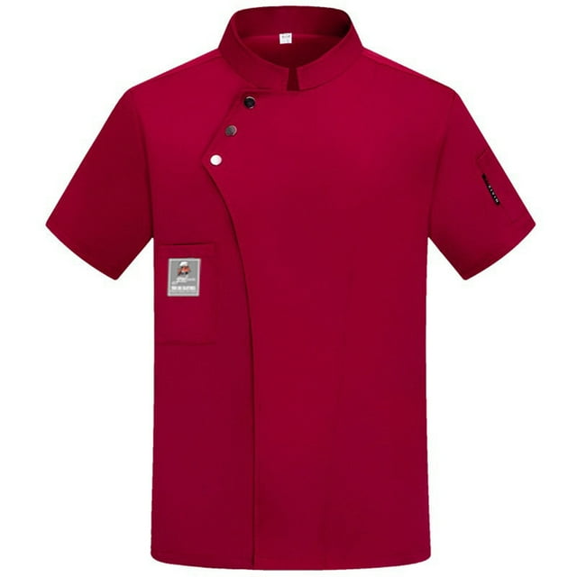 Unisex Chef Coat Short Sleeve Chef Uniform,Breathable,Comfortable Button Closure - Kitchen,Restaurant,Hotel Uniform Wine XL