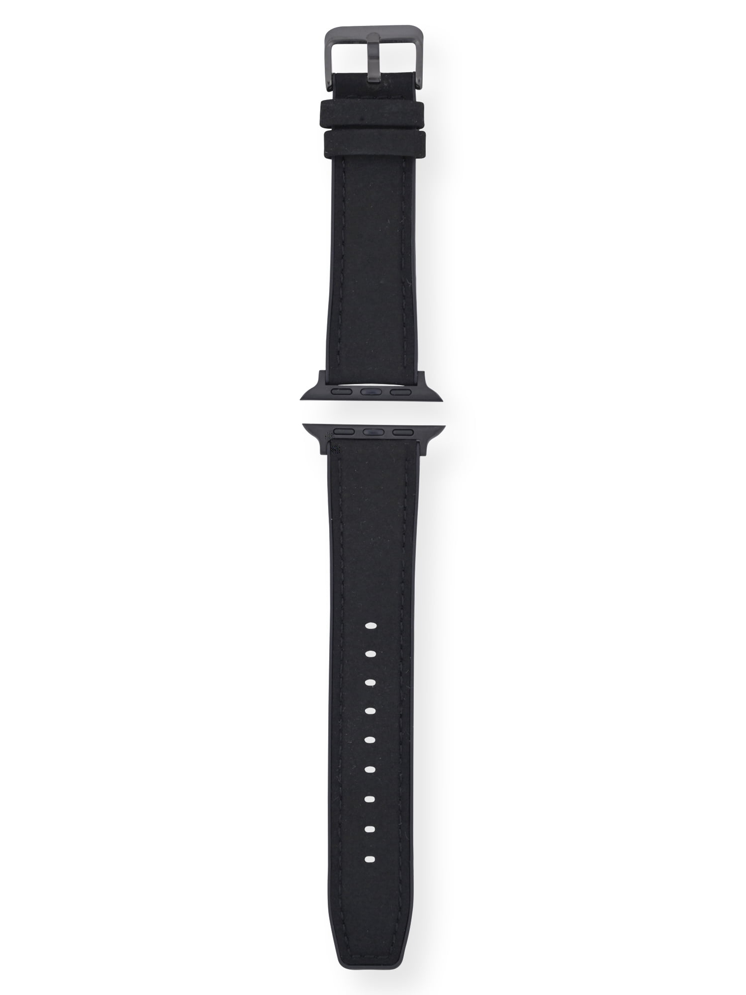 Adult Mens Soft Black Sueded 2 Piece PU Leather Replacement Strap . 38-41MM