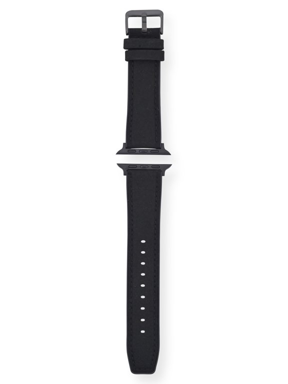 Adult Mens Soft Black Sueded 2 Piece PU Leather Replacement Strap . 38-41MM