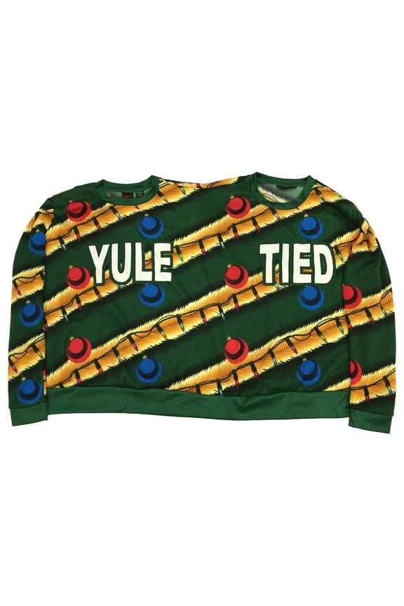 Adult Mens & Womens Green Yule Tied Christmas Holiday Couples Yuletide Sweater