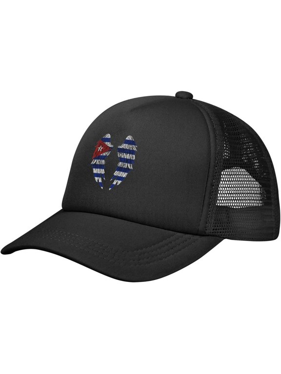 Adult Mesh Baseball Cap with Wings Cuba Flag, Personalized Adjustable Hats for Men Women