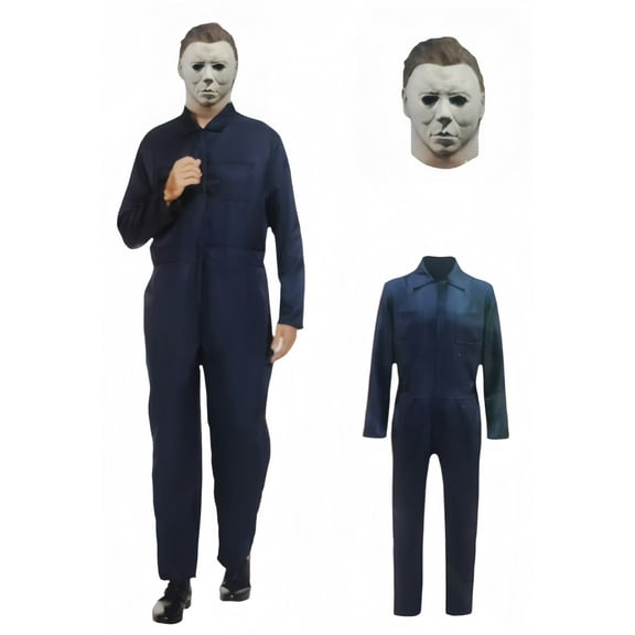 Adult Michael Myers Halloween Costume, Men's Movie-Accurate Coverall Jumpsuit Sizes