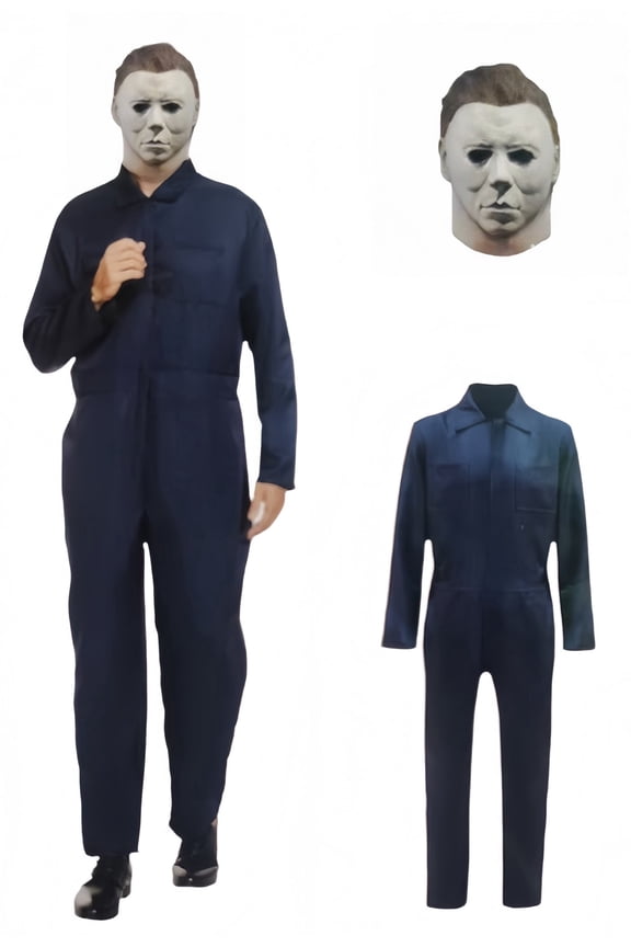 Adult Michael Myer Halloween Costume, Men's Movie-Accurate Coverall Jumpsuit Sizes