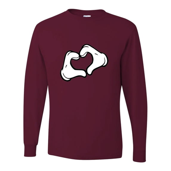 Adult Mickey Heart Hands Long Sleeve T-Shirt