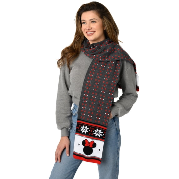 Adult Minnie Mouse Knit Scarf Disney Women Teen 70" Red Winter Cold Weather