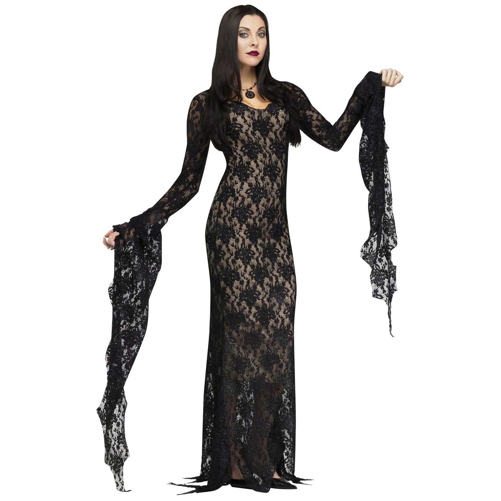 Fun World Lace Morticia Women's Halloween Fancy-Dress Costume for Adult, M  (8-10) - Walmart.com
