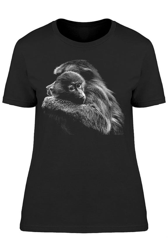 Adult Monkey Hugging A Baby T-Shirt Women -Image by Shutterstock, Female x-Large