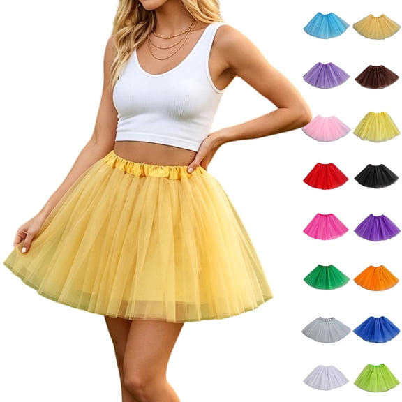 Adult Multi Layer Tulle Tutu Skirt for Women Flared Slimming Ballet Skirt Cosplay Running Daily Party Outfits Red