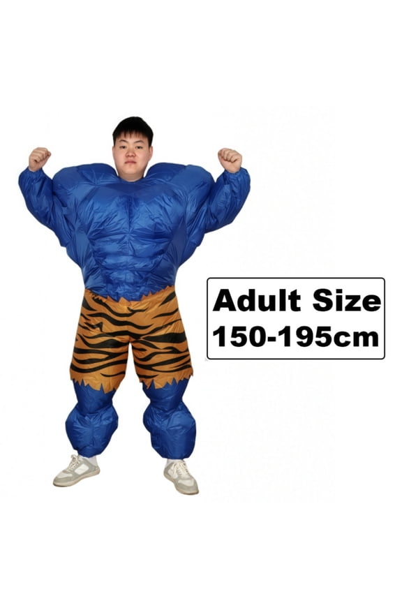Adult Muscle Inflatable Costume Anime Mach Set Mascot Halloween Christmas Party Role Playing Male And Female Inflatable Costumes,Height 4'11"-6'3",blue