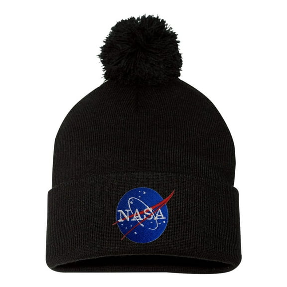 Adult NASA Insignia Logo Embroidered Knit Beanie Pom Cap