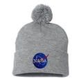 thumbnail image 1 of Adult NASA Insignia Logo Embroidered Knit Beanie Pom Cap, 1 of 1