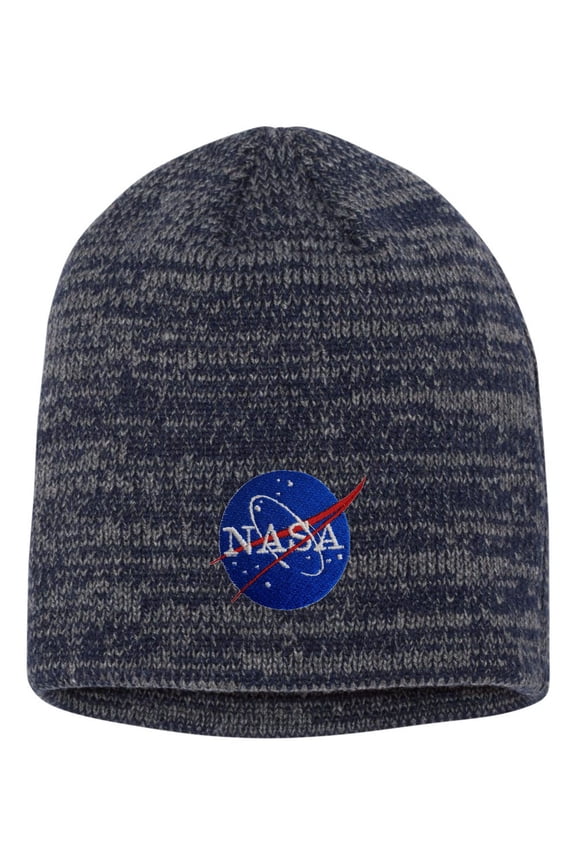 Adult NASA Insignia Logo Embroidered Marled Knit Beanie Cap