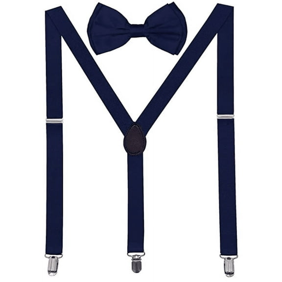 Adult NAVY Bowtie and Suspenders Combo Gift Set USA Seller! Party Wedding Prom Bow Tie