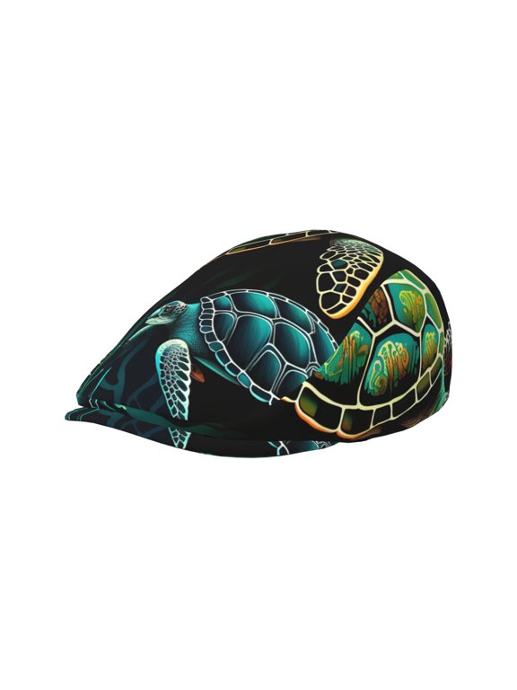 Adult Newsboy Cap, Adjustable Flat Twill Hat with Brim, Turtle Sea World Cool Art Print