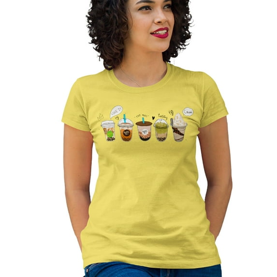 Adult Novelty Funny Graphic T Shirt, Bubble Tea Print, 100% Premium Cotton Crew Short Sleeve Comfort Tee,USA Print-M-DY-XL