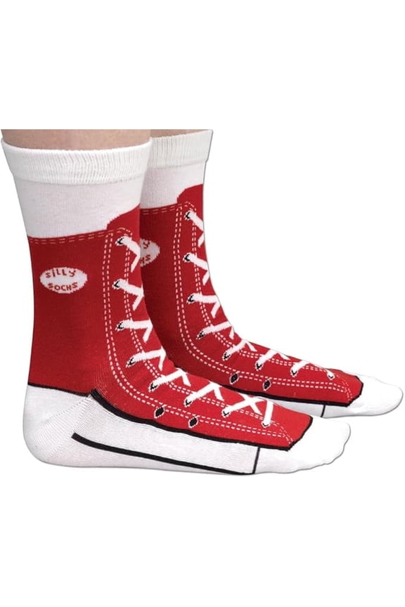 Converse-Style Adult Novelty Socks 6-12 – Fun Red Sneaker Design Gift