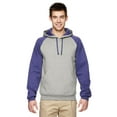 thumbnail image 1 of Adult NuBlend® Colorblock Raglan Pullover Hooded Sweatshirt - OXFORD/ DEEP PUR - 3XL, 1 of 2