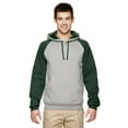 thumbnail image 1 of Adult NuBlend® Colorblock Raglan Pullover Hooded Sweatshirt - OXFORD/ FOR GRN - S, 1 of 2
