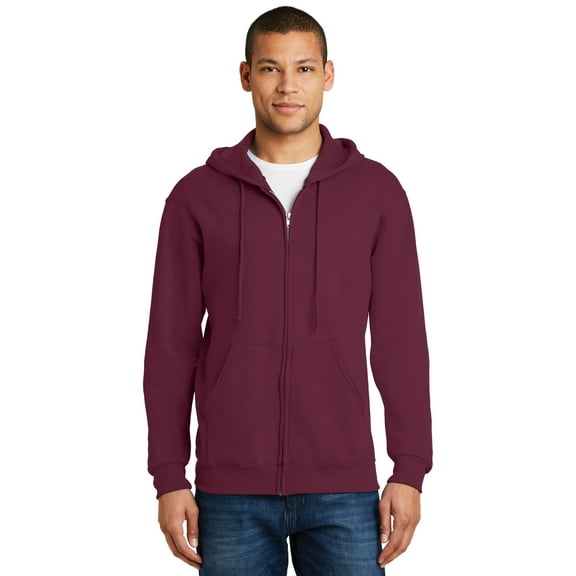 Adult NuBlend® Fleece Full-Zip Hooded Sweatshirt - MAROON - 2XL