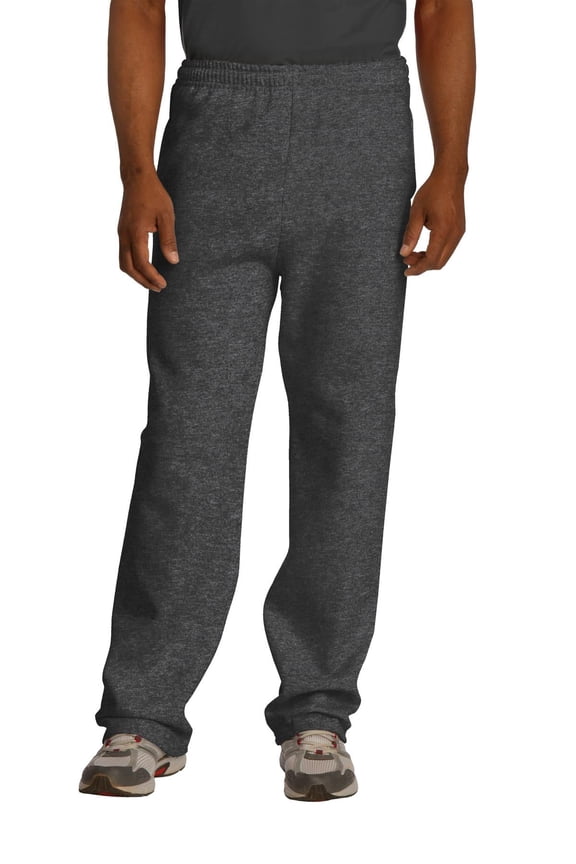 Adult NuBlend® Open-Bottom Fleece Sweatpants - BLACK HEATHER - XL