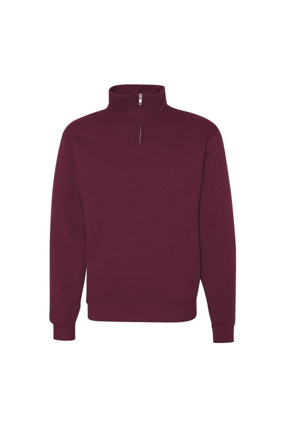 Adult NuBlend® Quarter-Zip Cadet Collar Sweatshirt - MAROON - 2XL