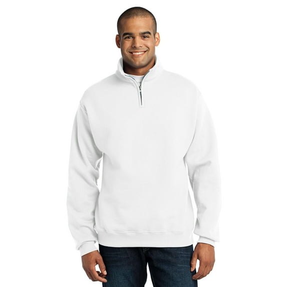 Adult NuBlend® Quarter-Zip Cadet Collar Sweatshirt - WHITE - S