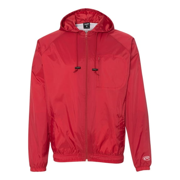 Adult Nylon Taffeta Hooded Coaches Jacket - RED - XL