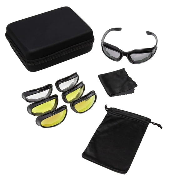 Adult Off-Road Riding Glasses Kit with 4 Interchangeable Lenses  Black Frame  Anti-Fog  UV Protection
