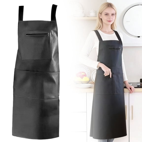 Adult Oil-Resistant Leather Vest Apron (Kitchen/Dishwashing),Oil Proof Leather Vest Apron for Adults Fleece Lined Rubber Vinyl Apron Suitable for Kitchen Cooking Dishwashing Dog Grooming Unisex