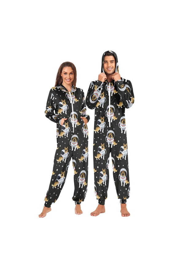 Adult Onesie Blue Background Adult Onesie Aerospace German Shepherd Zipper One-Piece Pajamas Unisex with PocketsClock Zipper One-Piece Pajamas Unisex with Pockets