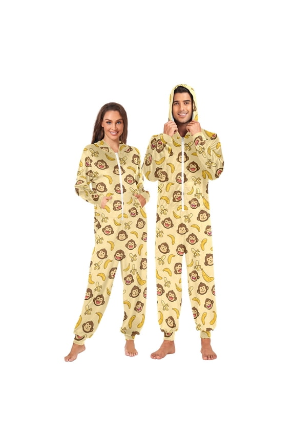 Adult Onesie Blue Background Adult Onesie Cute Monkey Zipper One-Piece Pajamas Unisex with PocketsClock Zipper One-Piece Pajamas Unisex with Pockets