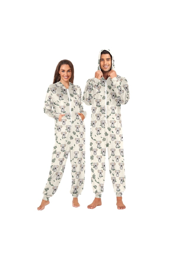 Adult Onesie Blue Background Adult Onesie Koala Leaf Zipper One-Piece Pajamas Unisex with PocketsClock Zipper One-Piece Pajamas Unisex with Pockets