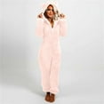 thumbnail image 1 of Adult Onesie Costume New Women Long Sleeve Hooded Jumpsuit Pajamas Casual Winter Warm Romper Sleepwear Style B-22 Pinky XL, 1 of 6