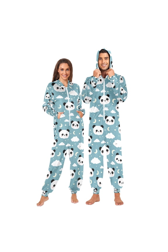 Adult Onesie Cute Panda Cloud Zipper One-Piece Pajamas Unisex with Pockets