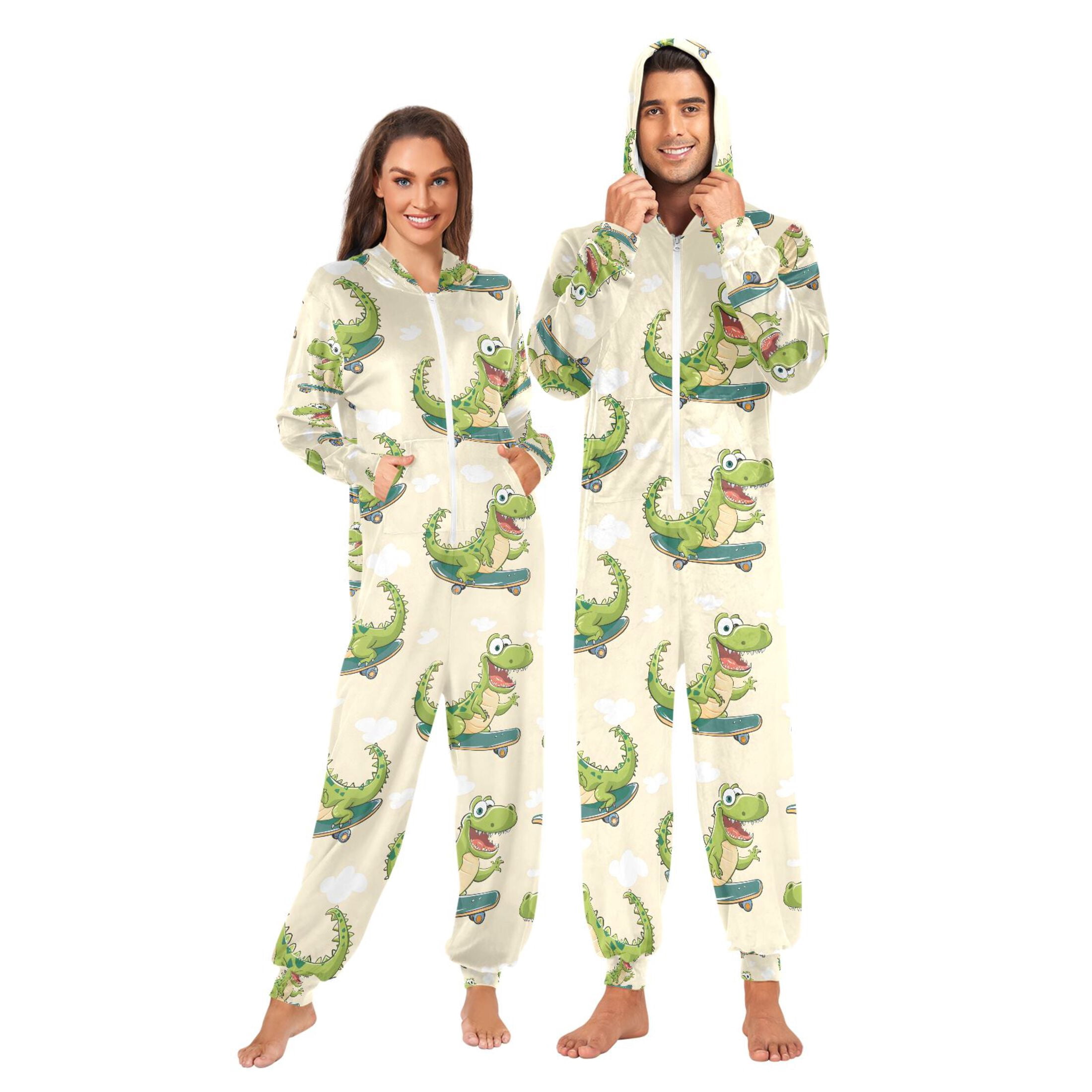 Adult Onesie Seamless Of A Cartoon Crocodile Zipper One-Piece Pajamas ...